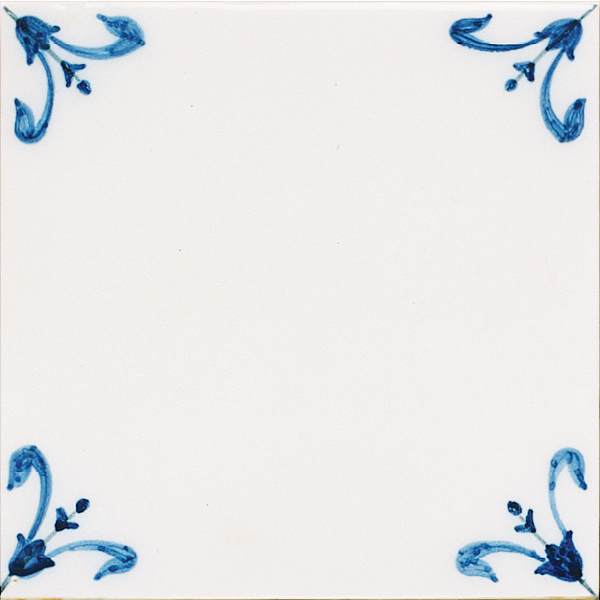A Blank Tile with traditional “Tulip Corner” design. 
Dimension: 13 x 13 cm.