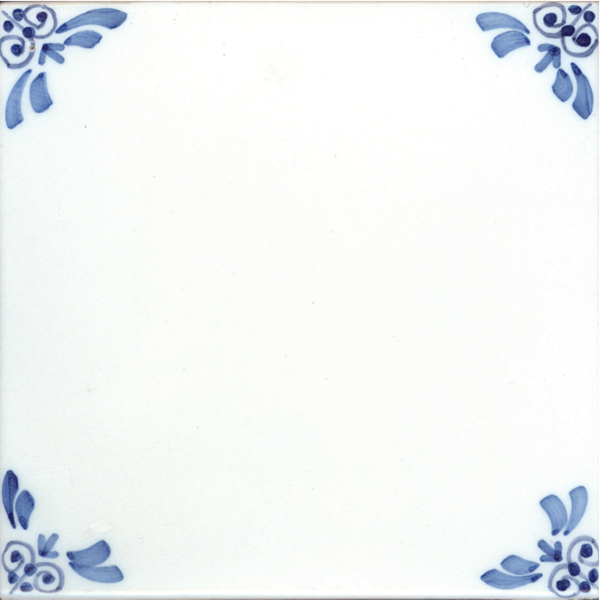 A Blank Tile with traditional “Biblical Corner” design. 
Dimension: 13 x 13 cm.