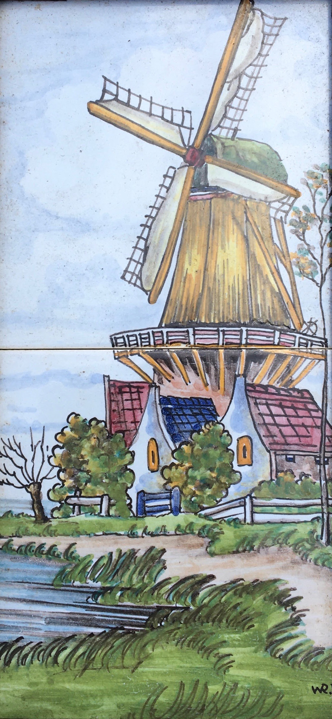 W-56 - Westraven: Murals - Windmill on 2 tiles