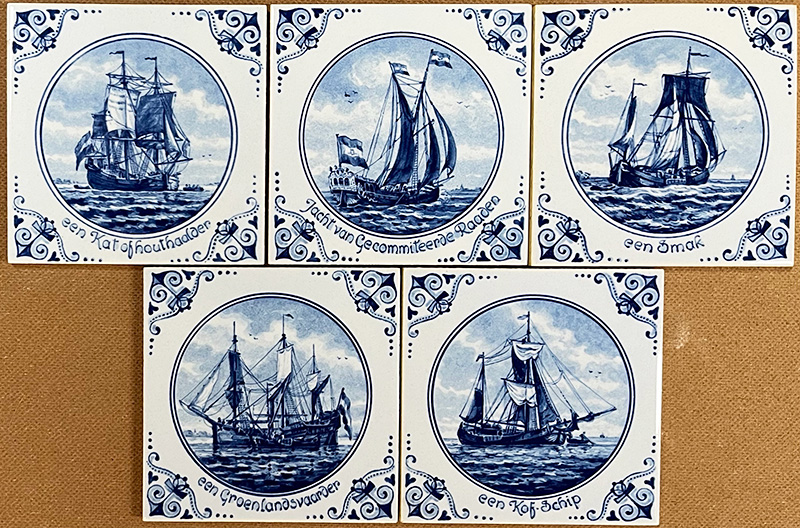 W-05 - Westraven Decos: Ships in Circle - Set of 10