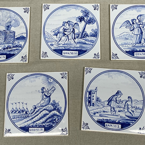 W-15 - Westraven: Decos - Biblical Scenes in Large Circles - Set of 9 Tiles