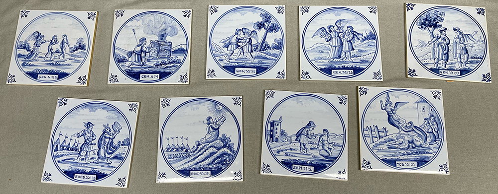 W-15 - Westraven: Decos - Biblical Scenes in Large Circles - Set of 9 Tiles